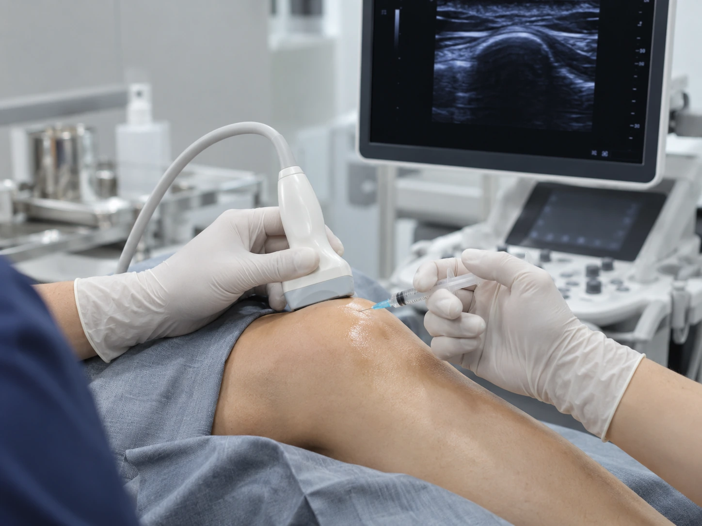 초음파 유도 관절 주사치료 장면